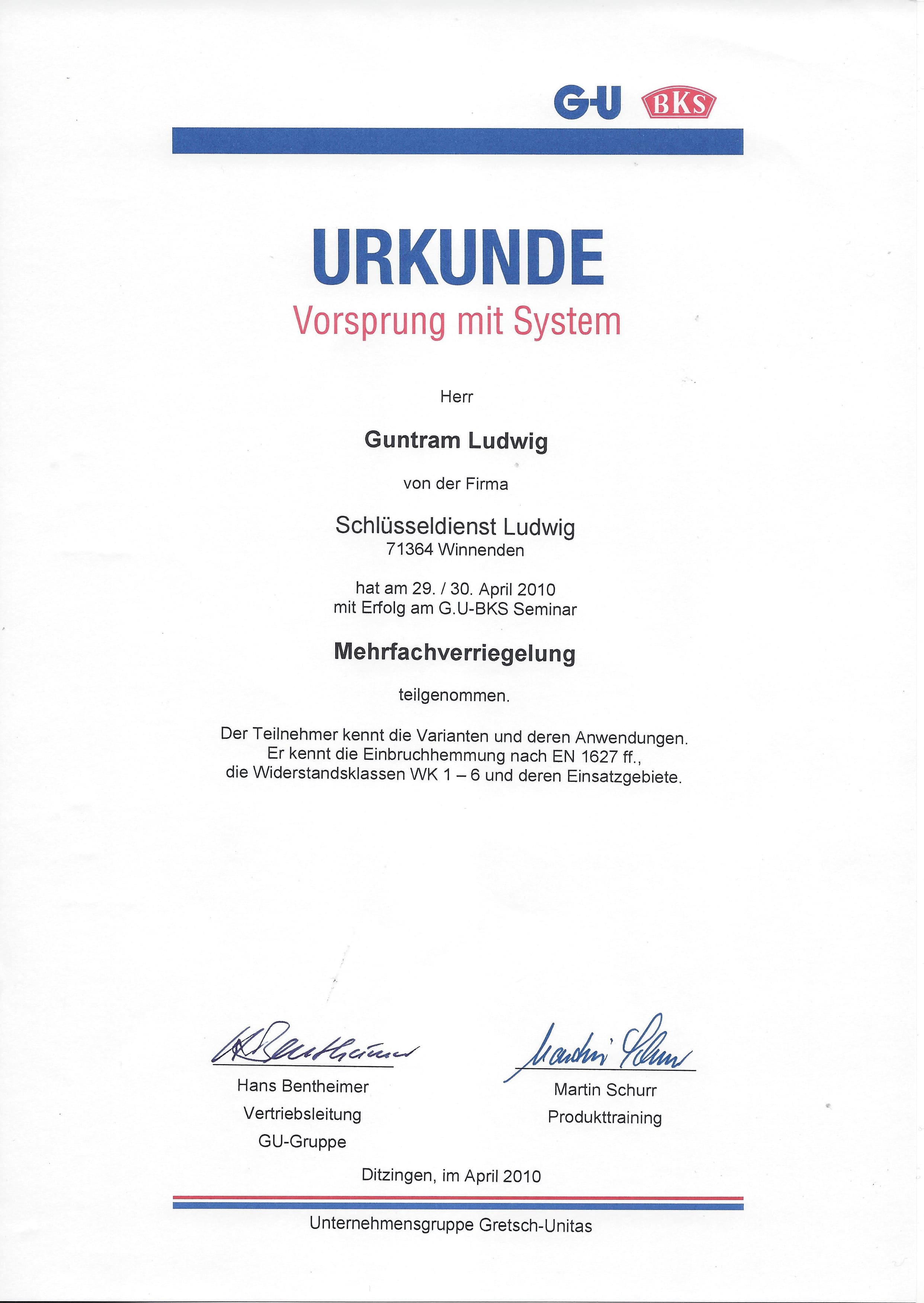 Schulung Mehrfachverriegelungen